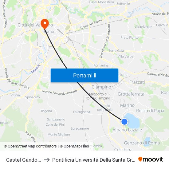 Castel Gandolfo to Pontificia Università Della Santa Croce map