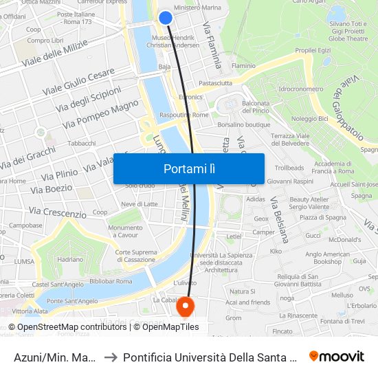 Azuni/Min. Marina to Pontificia Università Della Santa Croce map