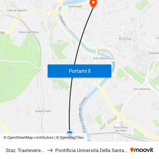 Staz. Trastevere (Fs) to Pontificia Università Della Santa Croce map