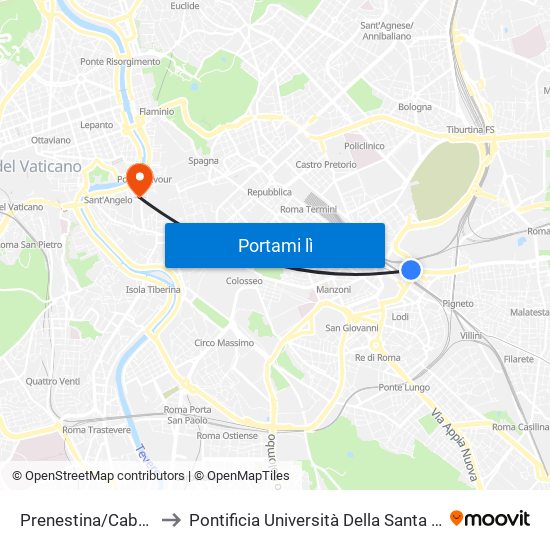 Prenestina/Caballini to Pontificia Università Della Santa Croce map