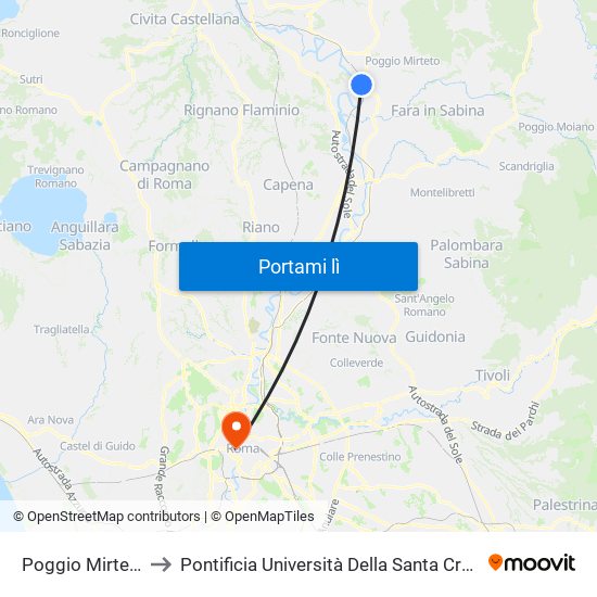 Poggio Mirteto to Pontificia Università Della Santa Croce map