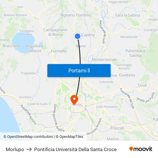 Morlupo to Pontificia Università Della Santa Croce map