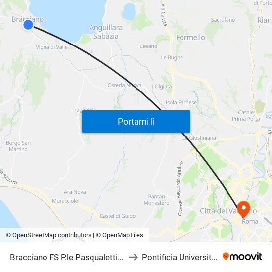 Bracciano FS P.le Pasqualetti (Capolinea Servizio Urbano) to Pontificia Università Della Santa Croce map