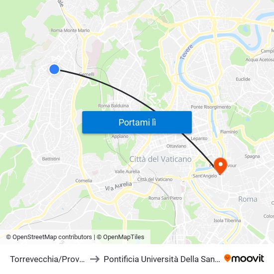 Torrevecchia/Provenzale to Pontificia Università Della Santa Croce map