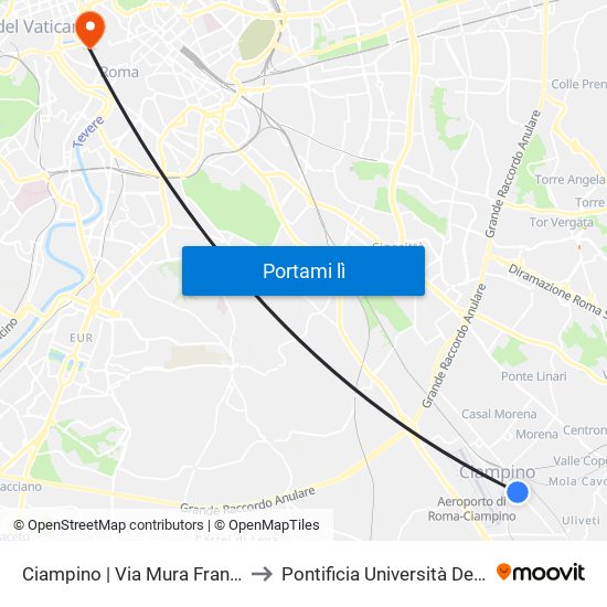 Ciampino | Via Mura Francesi Via Cagliari to Pontificia Università Della Santa Croce map