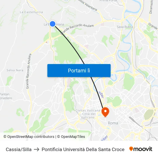 Cassia/Silla to Pontificia Università Della Santa Croce map