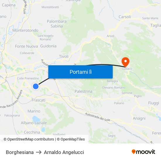 Borghesiana to Arnaldo Angelucci map