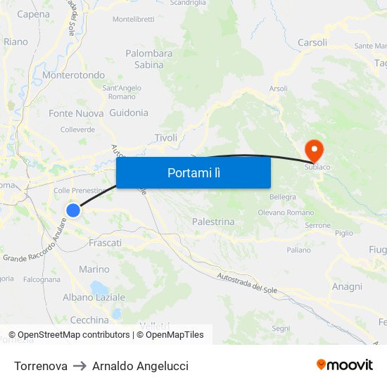 Torrenova to Arnaldo Angelucci map