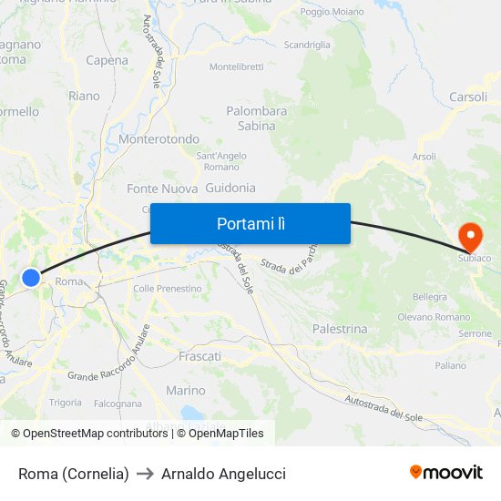 Roma (Cornelia) to Arnaldo Angelucci map
