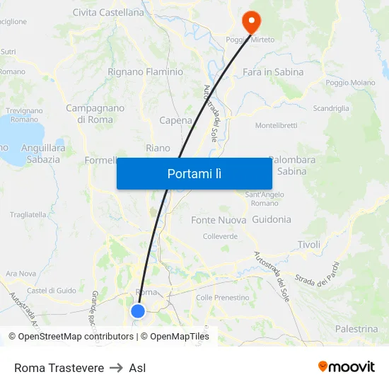 Roma Trastevere to Asl map