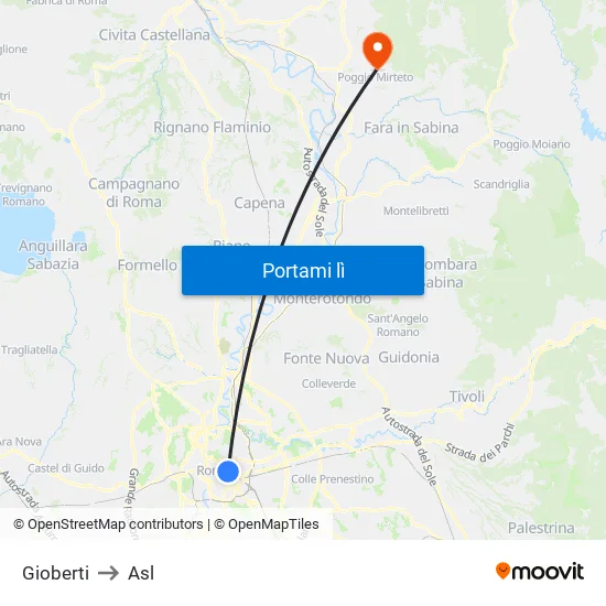 Gioberti to Asl map