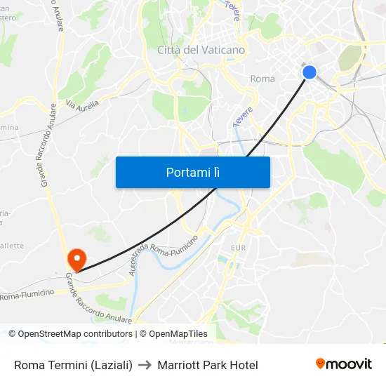 Roma Termini (Laziali) to Marriott Park Hotel map
