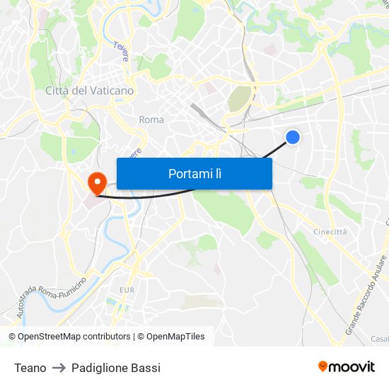 Teano to Padiglione Bassi map