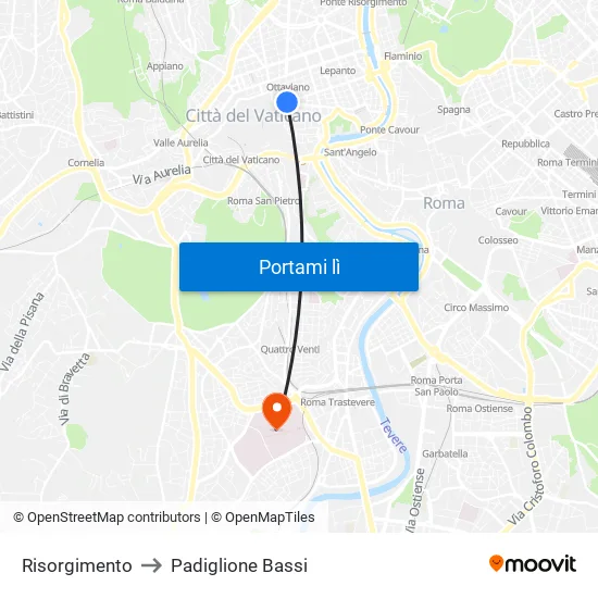 Risorgimento to Padiglione Bassi map