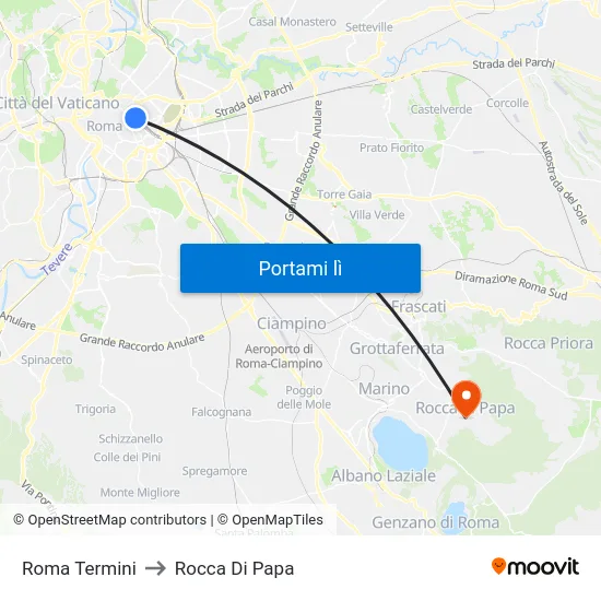 Roma Termini to Rocca Di Papa map