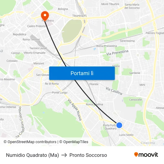 Numidio Quadrato (Ma) to Pronto Soccorso map