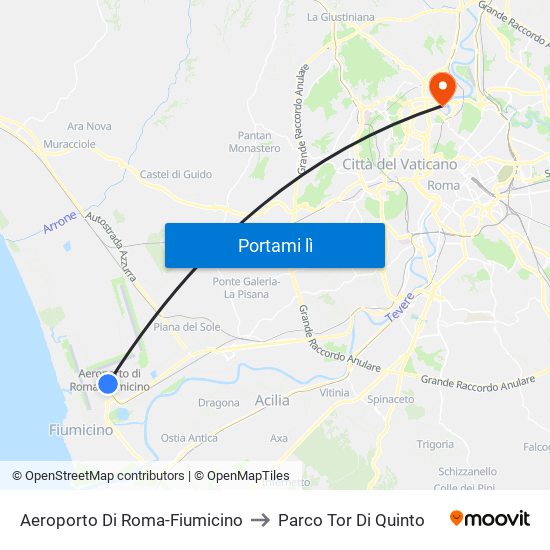 Aeroporto Di Roma-Fiumicino to Parco Tor Di Quinto map