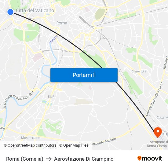 Roma (Cornelia) to Aerostazione Di Ciampino map