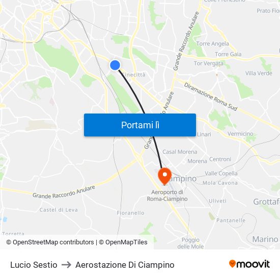 Lucio Sestio to Aerostazione Di Ciampino map