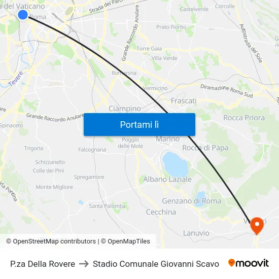 P.za Della Rovere to Stadio Comunale Giovanni Scavo map
