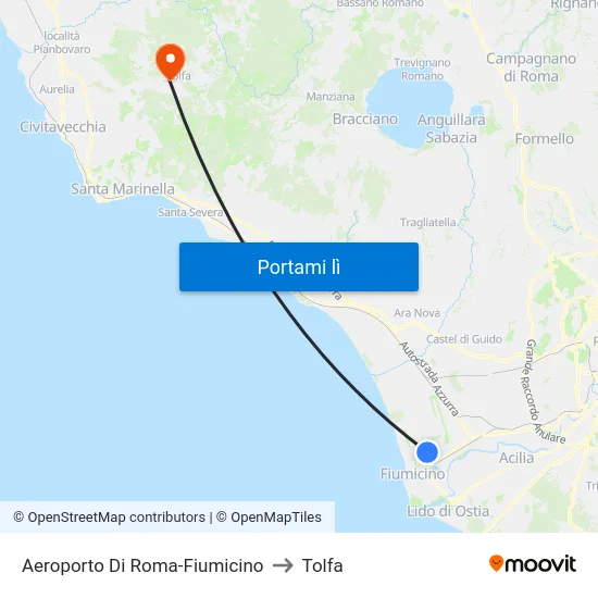 Aeroporto Di Roma-Fiumicino to Tolfa map
