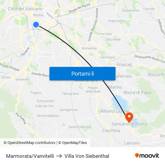 Marmorata/Vanvitelli to Villa Von Siebenthal map