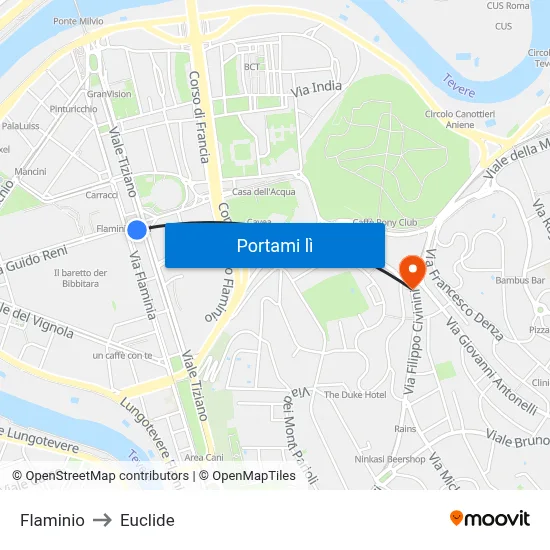 Flaminio to Euclide map