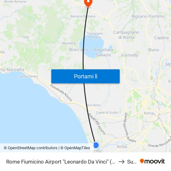 Rome Fiumicino Airport "Leonardo Da Vinci" (Fco) to Sutri map