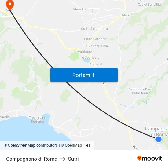 Campagnano di Roma to Sutri map
