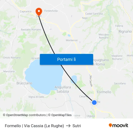 Formello | Via Cassia (Le Rughe) to Sutri map