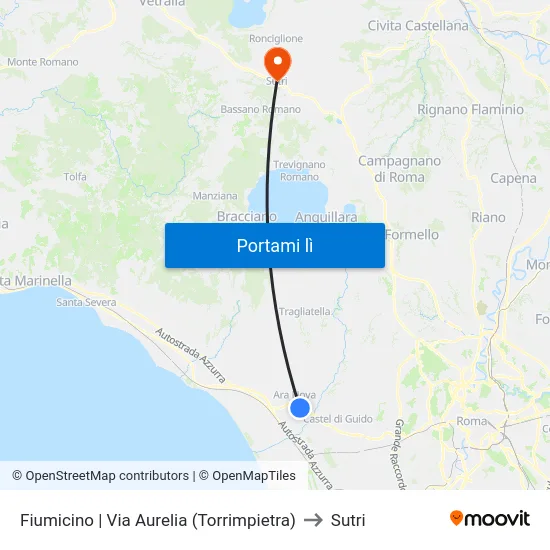 Fiumicino | Via Aurelia (Torrimpietra) to Sutri map