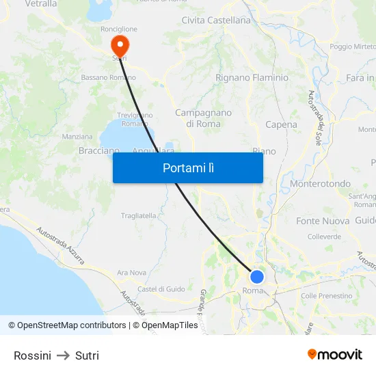 Rossini to Sutri map
