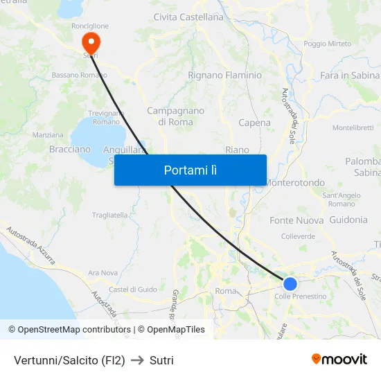Vertunni/Salcito (Fl2) to Sutri map