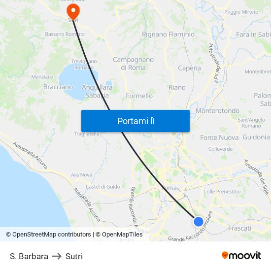 S. Barbara to Sutri map