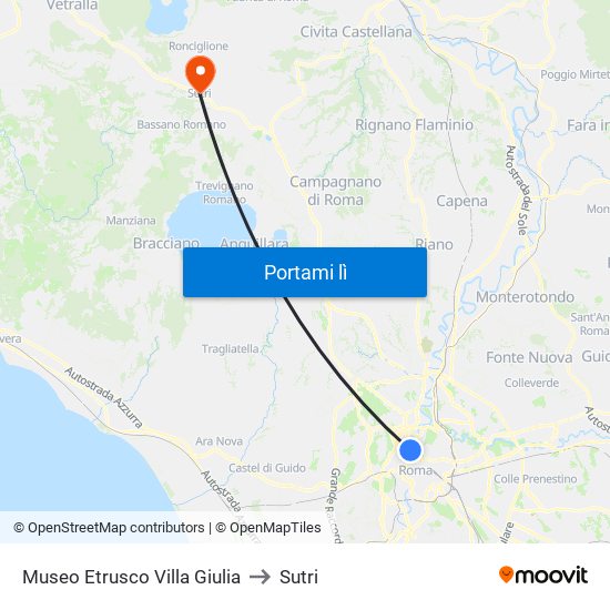 Museo Etrusco Villa Giulia to Sutri map