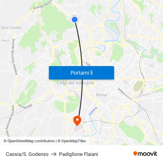 Cassia/S. Godenzo to Padiglione Flaiani map