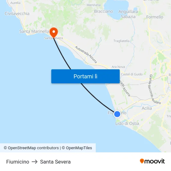 Fiumicino to Santa Severa map