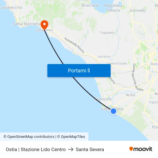 Ostia | Stazione Lido Centro to Santa Severa map