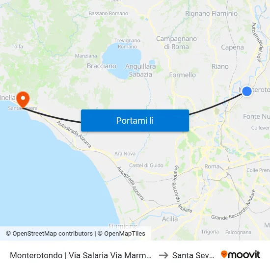 Monterotondo | Via Salaria Via Marmolada to Santa Severa map
