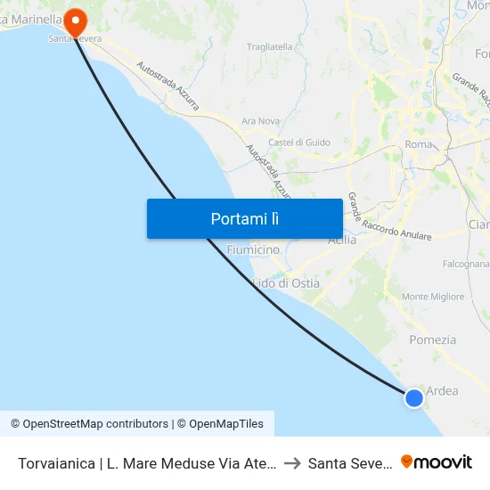 Torvaianica | L. Mare Meduse Via Atene to Santa Severa map