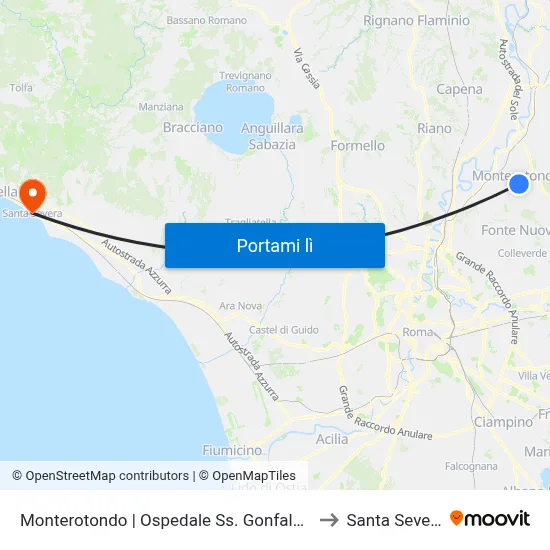 Monterotondo | Ospedale Ss. Gonfalone to Santa Severa map