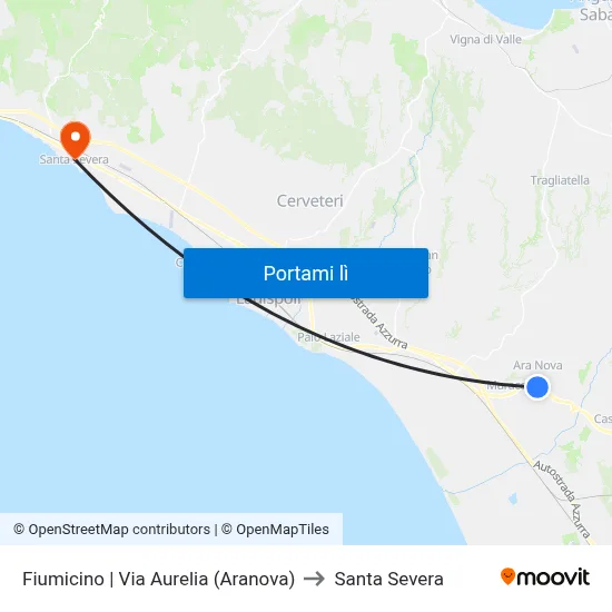 Fiumicino | Via Aurelia (Aranova) to Santa Severa map