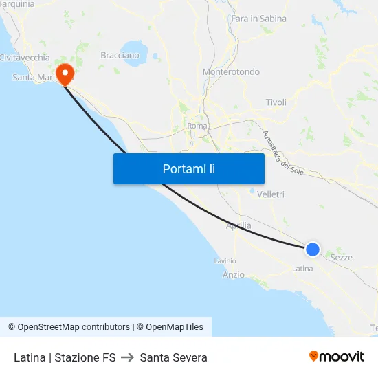 Latina | Stazione FS to Santa Severa map