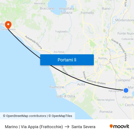 Marino | Via Appia (Frattocchie) to Santa Severa map