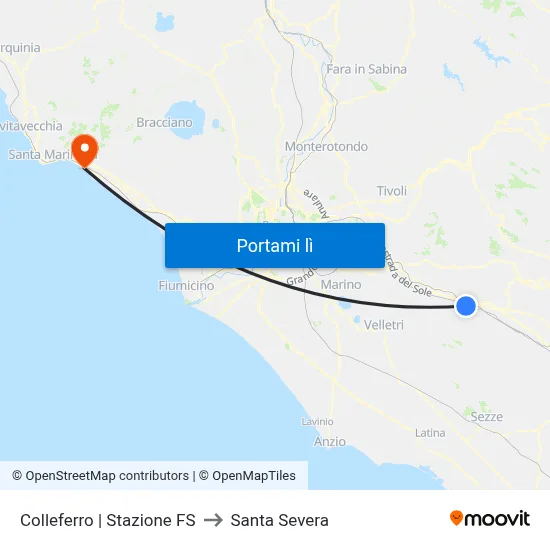 Colleferro | Stazione FS to Santa Severa map