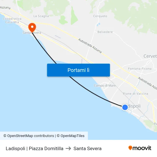 Ladispoli | Piazza Domitilla to Santa Severa map