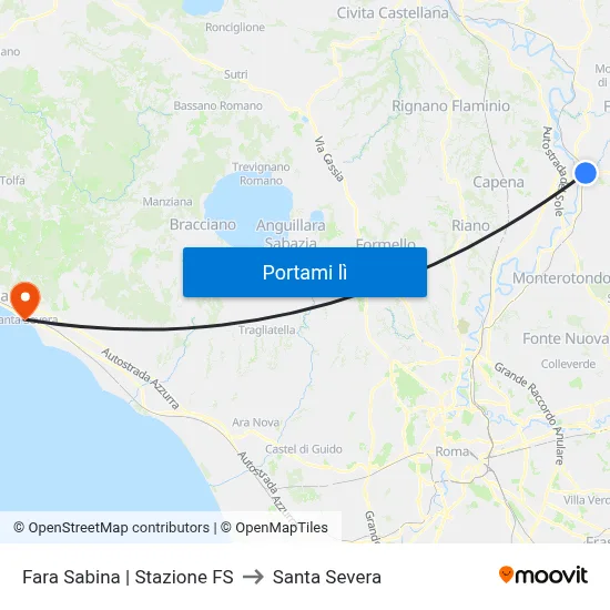 Fara Sabina | Stazione FS to Santa Severa map