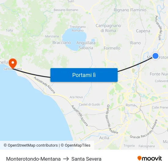 Monterotondo-Mentana to Santa Severa map