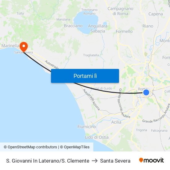 S. Giovanni In Laterano/S. Clemente to Santa Severa map