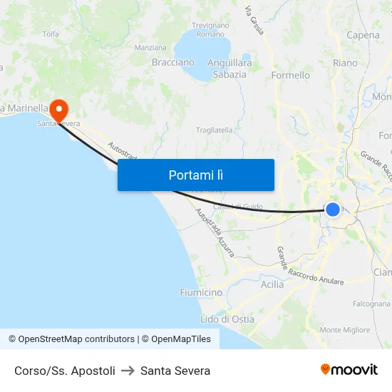 Corso/Ss. Apostoli to Santa Severa map